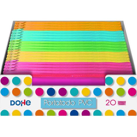 Portatodo plano, realizado en resistente PVC transparente de 280 micras, en vivos colores. Con cierre de cremallera de color a juego.
Especificaciones
