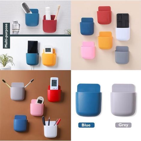 Wall Remote Control Holder - 4-Piece Wall-Mounted Remote Control Holder - Self-Adhesive Storage Box for Remote Controls and Wall-Mounted Phone Holders (1/4)