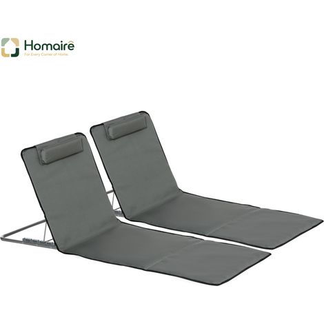 HOMAIRE Set de 2 matelas de plage pliables avec dossier réglable en 5 positions, tête réglable, tissu Oxford et sac de transport