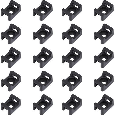 150 Stück schwarze Kabelbinderhalterungen, 23 mm x 16 mm, Satteltyp, Kabelbasishalterung (1/4)