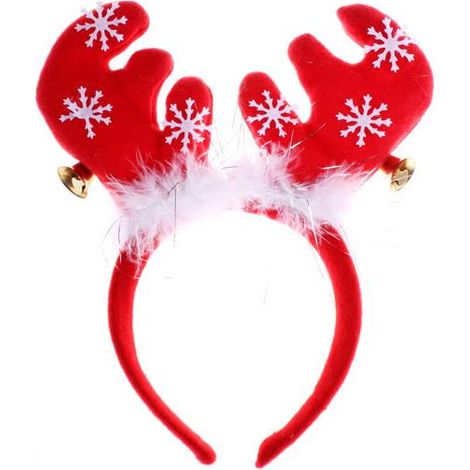 Diadema con astas de reno rojas y copo de nieve (1 unidad).