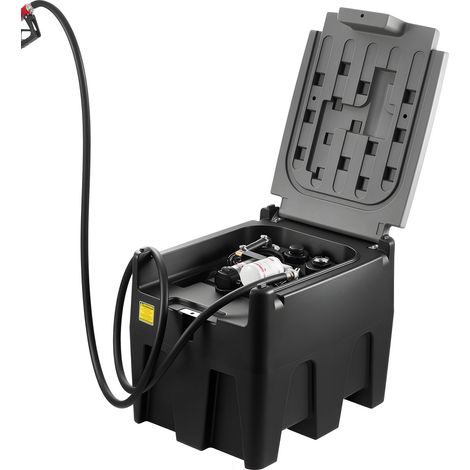 Mophorn Tragbarer Dieseltank, 220 L Kapazität & 48L/min Durchfluss, Kraftstofftank mit 12 V Pumpe & 4 m Schlauch, PE-Tank für Dieseltransport, Schwarz (1/5)