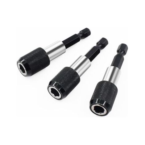 Lot de 3 porte-embouts de tournevis magnétiques à tige hexagonale de 6,35 mm, douilles pour tournevis à dégagement rapide, longueur 60 mm, noir, Fone (1/5)