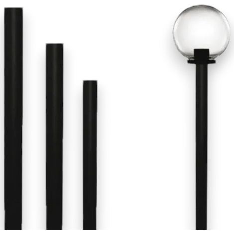 Pali per illuminazione globo altezza 150 cm in vetroresina colore nero diametro 60 mm per arredo esterno elegante