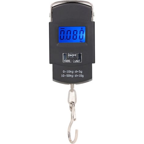 Bilancia per bagagli, display digitale, capacità 50 kg, strumento di pesatura portatile, per shopping e pesca