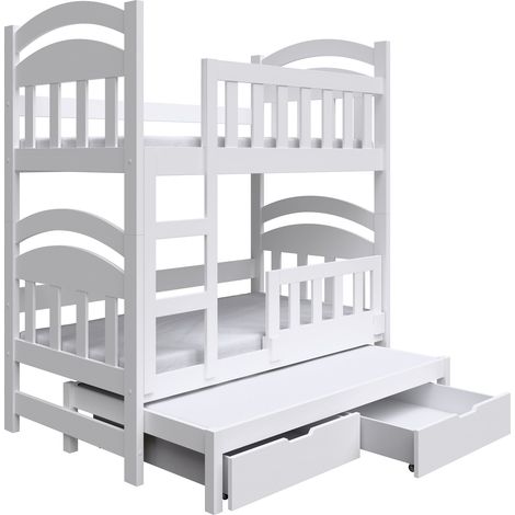 Selsey Dopio - Lit superposé 3 couchages avec matelas - 75x180 cm - Blanc (1/5)