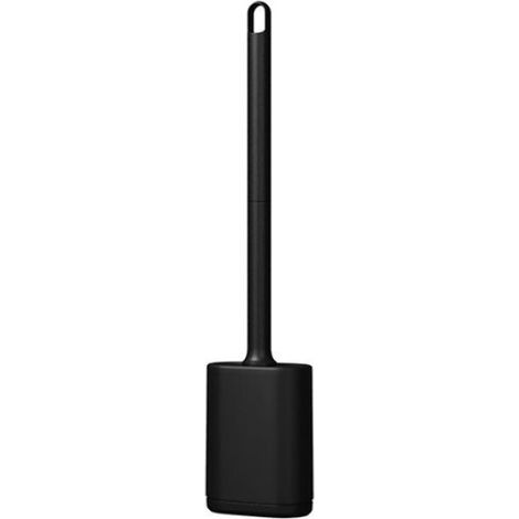 Brosse toilette murale sans perçage PP‑TPR socle démontable poils souples nettoyage efficace salle bain noir pratique résistante (1/5)