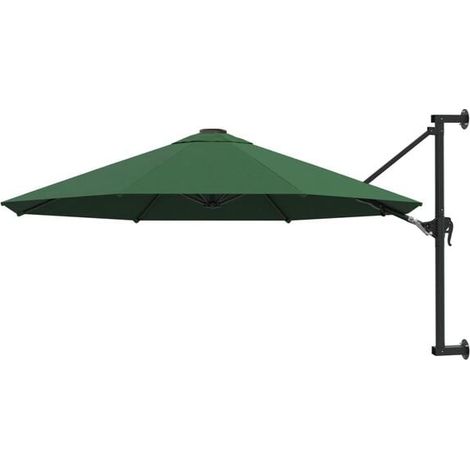 Parasol mural avec un mât en métal de 300 cm, vert. (1/5)