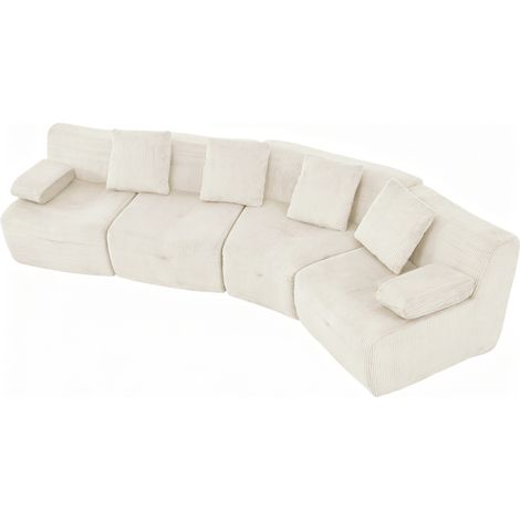Modulares 4-Sitzer-Sofa aus Stoff im Cordlook, hellbeige MODENUIT (1/5)