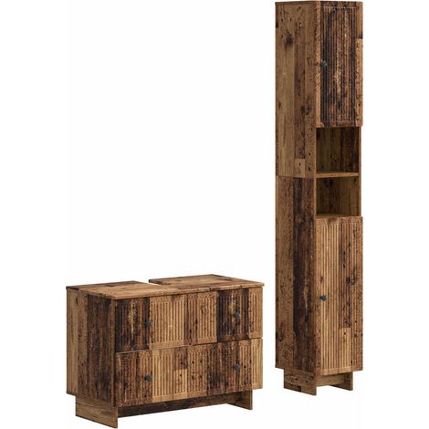 vidaXL Ensemble de 2 meubles de salle de bain EDE Bois ancien