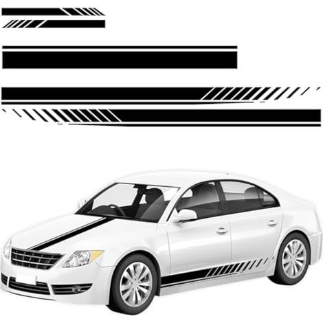 Lot de 5 autocollants à rayures pour capot de voiture, autocollants de course pour côté carrosserie de voiture, autocollants avec raclettes, autocollants universels à rayures modifiées, décoration (1/5)
