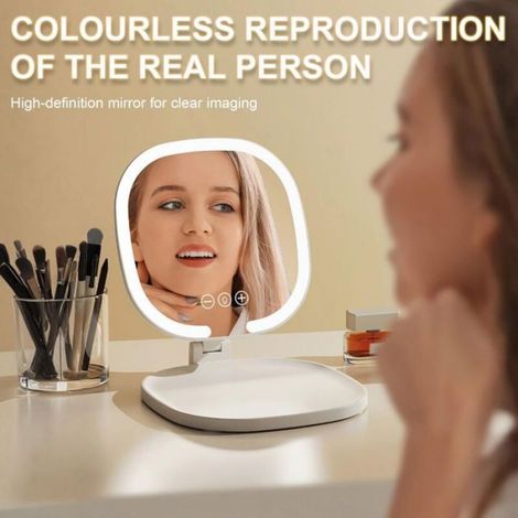 Miroir Maquillage Lumineux avec LED, Miroir de Voyage Portable, Mirroir Rechargeble Super HD avec Écran Tactile,3 Modes (Rose) (1/5)
