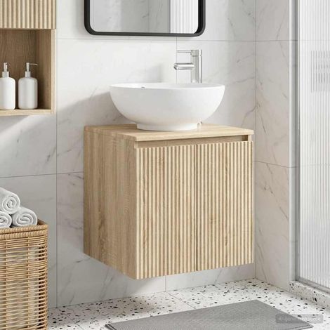 Vanidad con Lavabo de Pared Roble 49,5 x 44,5 x 65 cm