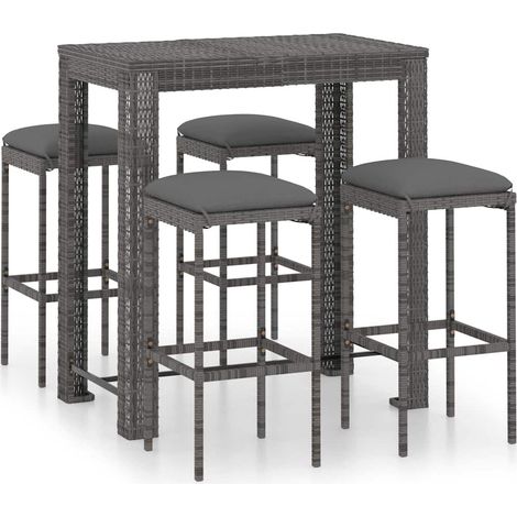 Maison Exclusive - Set muebles bar jardín 5 piezas y cojines ratá (1/5)