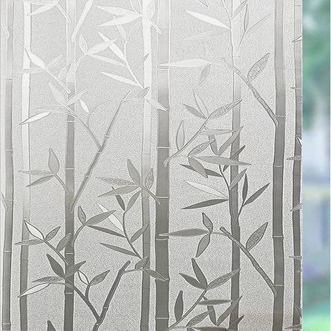 Pellicola oscurante per finestre 90 x 100 cm, termoisolante, resistente ai raggi UV, facile da strappare, completamente oscurante, pellicola per finestre per ufficio, effetto bambù. (1/5)