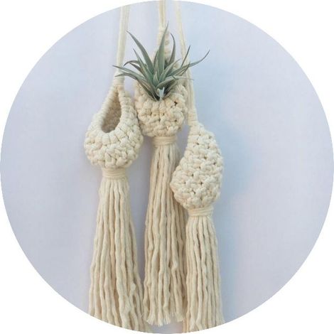 Sospensione per pianta stile nordico in cotone, basket ananas forma per il giardino e per interni (1/5)