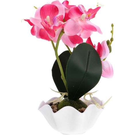 Artificial Phalaenopsis Bonsai Ornament in Pink Pot, Decorative (1/5)
