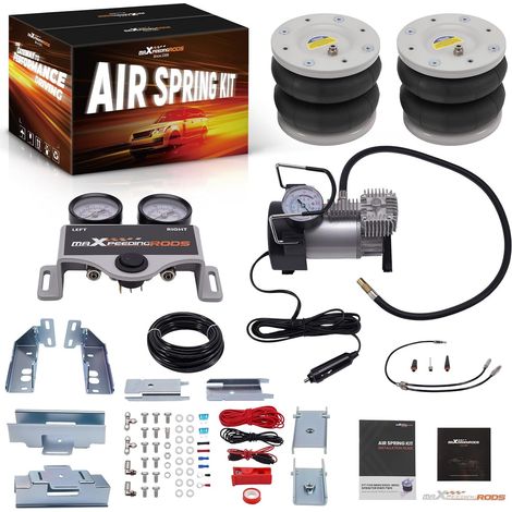 Suspension Pneumatique pour Sprinter 2006-2020, Charge Maximale 4000 Kg Propulsion Et Traction Avant Compresseur 12 V 150 W, Pneus Simples Sur L'Essieu Arrière, Traction Avant Et Arrière, Tuyau D'Air