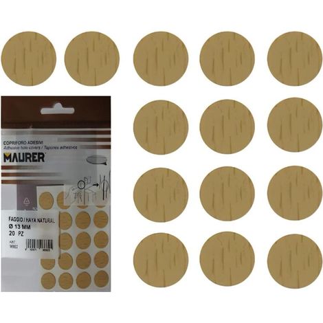 Tapatornillos Adhesivos Haya Natural (Blister 20 unidades)