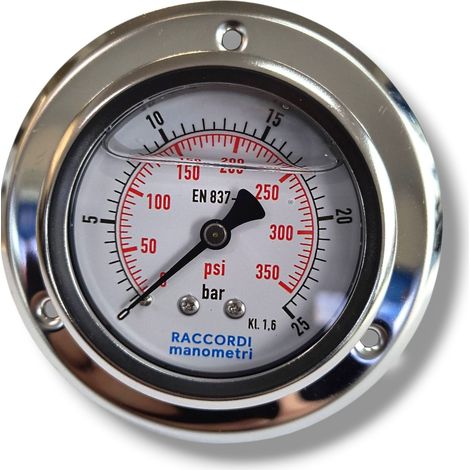 Manometer an der Rückseite, 25 bar, 63 Gewinde 1/4" (1/5)