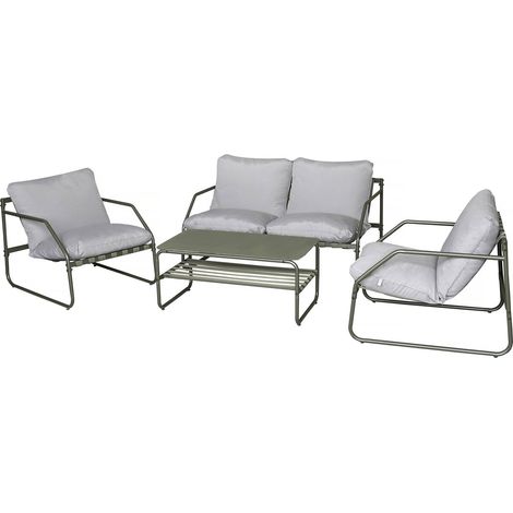 Gartenmöbel aus Metall mit Kissen "Sora" - 4 Sitzplätze - Grün