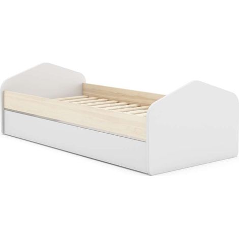 Cama nido juvenil Estela acabado blanco/cera blanca, 65cm(alto) 100cm(ancho) 205.4cm(fondo) (1/4)