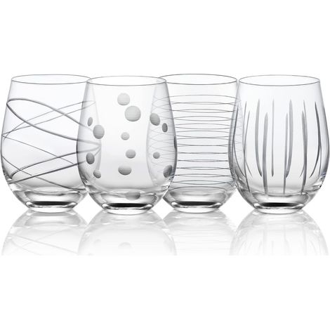 Verres à Vin Sans Pied Gravés – Lot de 4
