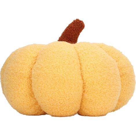 Peluche Citrouille Douce et Moelleuse, Coussin Citrouille Mignon et Original pour Décoration Intérieure Halloween, Noël et Maison Jaune (1/5)