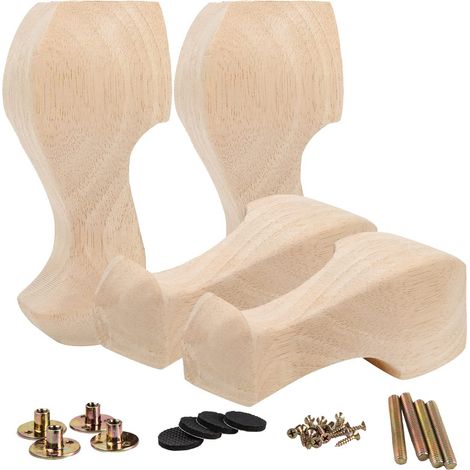 Patas de madera para muebles de 15 cm (6 pulgadas), juego de 4 patas de repuesto de estilo europeo de madera maciza tallada, decorativas para sofá, armario, mesa y sofá de dos plazas - INHHUB (1/5)