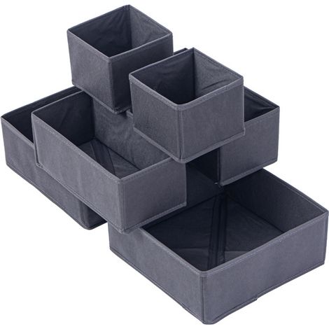 Drawer Organizer/Clothes Organizer, Foldable for Closet, Bedroom or Kitchen, Set of 6, Gray