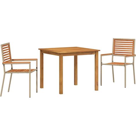 Ensemble de salle à manger pour jardin 3 pcs,Salon de jardin Beige Poly rotin CFW75510 (1/5)