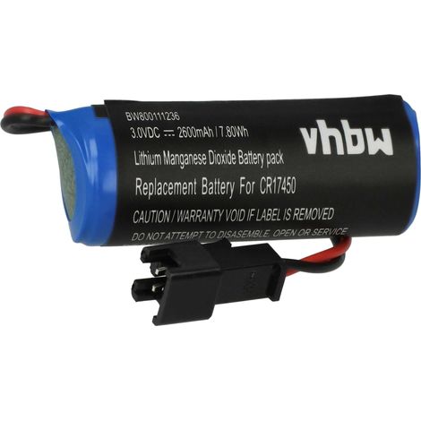 vhbw Batterie remplacement pour Sanyo CR8.L, CR8.LHC pour PLC Contrôleur Logique Programmable (2600mAh, 3V, Li-ion)