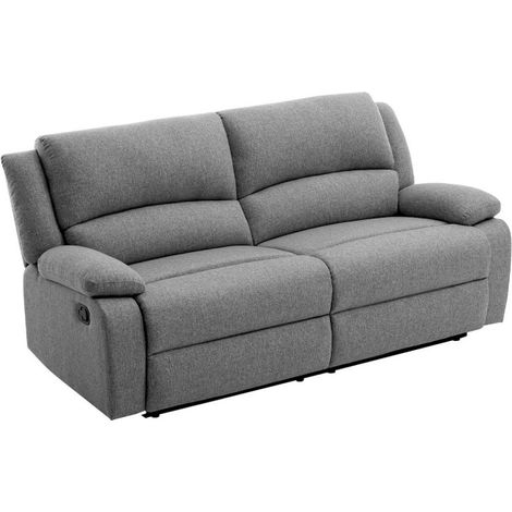 Canapé de Relaxation 2 Assises XXL "Walker" 193cm Gris Clair (1/5)