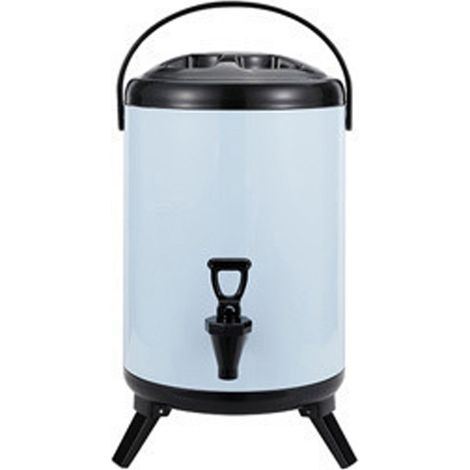 Seau distributeur isotherme de boissons chaudes et froides en acier inoxydable avec robinet pour thé au lait 8 L Bleu clair