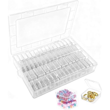 64 mini cajas de almacenamiento (5 x 5 x 2 cm), mini cajas de almacenamiento con tapa, para organizar piezas pequeñas, cuentas, tornillos y joyas. (1/5)