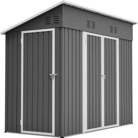 Cobertizo metálico exterior 242 x 120 x 192 cm gris con 2 puertas y ventilación (1/5)