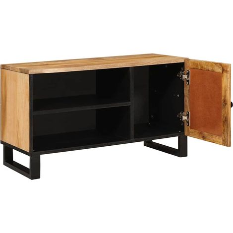 Meuble TV Marron 80 x 33 x 46 cm Bois de mangue massif (1/5)