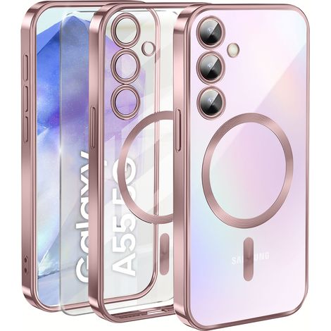 Funda para Samsung Galaxy A55 5G, Electro MagSafe, rosa + protector de pantalla de cristal (1/5)