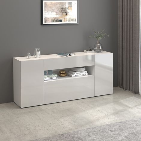 Buffet/bahut moderne 180 cm blanc brillant Enaya (1/5)