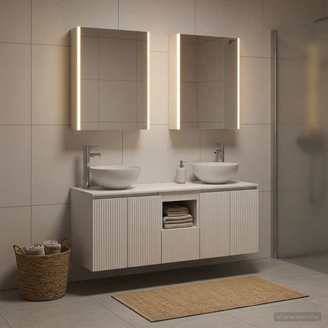 vidaXL Bathroom Cabinet Set 5 pcs White Engineered Wood (1/5)