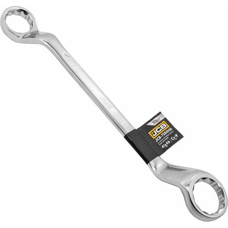 Llave de estrella curvada a 45° JCB 41-46 mm, acero Cr-V, desviación de 45°, ideal para trabajos en estructuras de puentes, maquinaria pesada y equipos agrícolas.