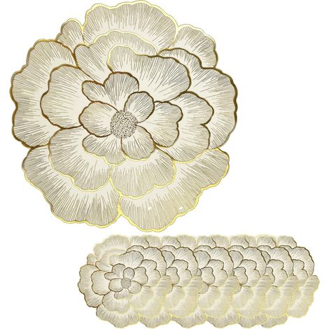 6 Pièces 38cm Tapis de Table Ronds, Set de Table Or, sous Assiette de Table Doré, Set De Table Rond Dessous De Verre, pour la Fête, la Cuisine, la Table à Manger, Le Restaurant, Le Mariage (1/5)