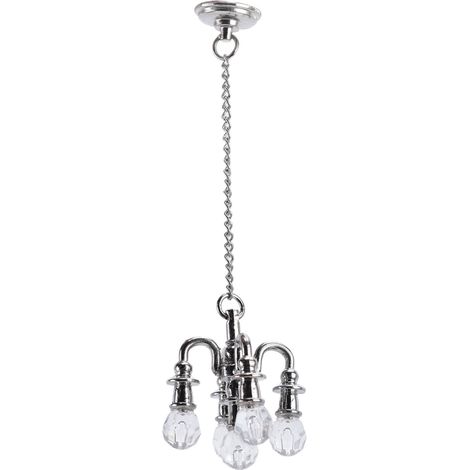 Lampe miniature pour maison de poupée, aspect réaliste et vif, petite lumière antirouille, meuble miniature argenté pour décoration et cadeau. (1/5)