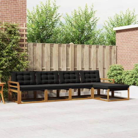 Outdoor-Sofagarnitur mit Kissen 5 pcs Natürlich und Schwarz