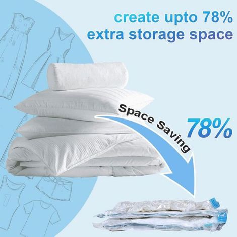 Memkey, Sac sous vide 6 pièces, 2XL 100x80 cm, 2L 80x60 cm, 2M 60x40 cm, Réduction volume jusqu'à 80%, Fermetures à glissière (1/5)