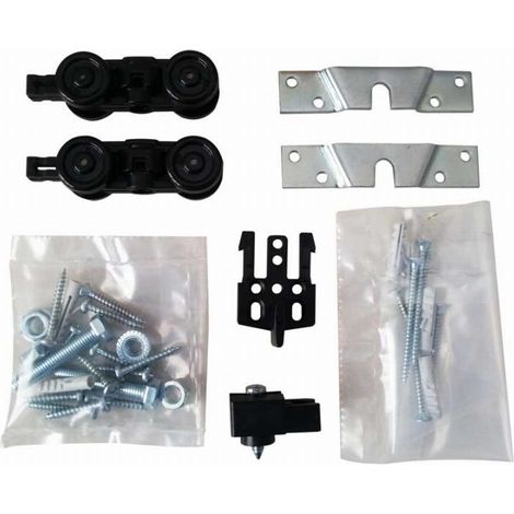 Kit d'accessoires pour montage porte coulissante – Garniture pour portes jusqu'à 120 kg – Compatible bois dur – 92000041 – Fibrotubi