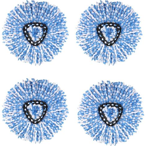 WANGCL Lot de 4 têtes de rechange pour balai à franges O-Cedar EasyWring RinseClean en microfibre pour système à 2 réservoirs (bleu) (1/4)