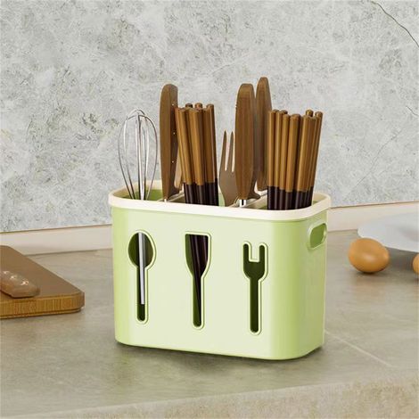 Support Pour Baguettes Murale Sans Perçage - Support à Baguettes à Trois Niveaux avec Évacuation d'Eau - 20,5 x 10,5 x 14 cm (1/5)