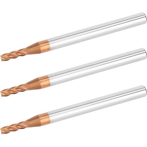3-teiliges Hartmetall-Fräserset, 4-schneidiger Fräser D2,5 x 8 x 4D x 50L, Hartmetall-Schneidwerkzeug für Oberfräsen, Industriezubehör, Metall-Spiralfräser (1/5)