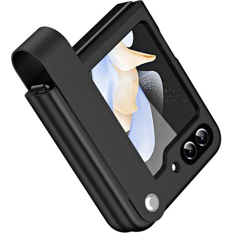 Custodia con cinturino e supporto per Samsung Galaxy Z Flip7 FE / Z Flip6, nera (1/5)